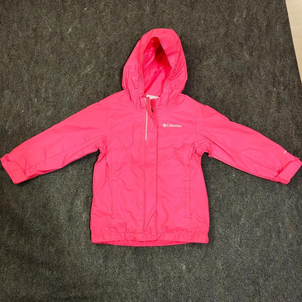 Columbia Pink Rain Jacket Girls Size 3T Hooded Mesh Lined XA0026
